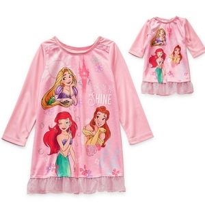 NWT Disney 3T 2pc Girl & Doll matching nightgown set Princesses